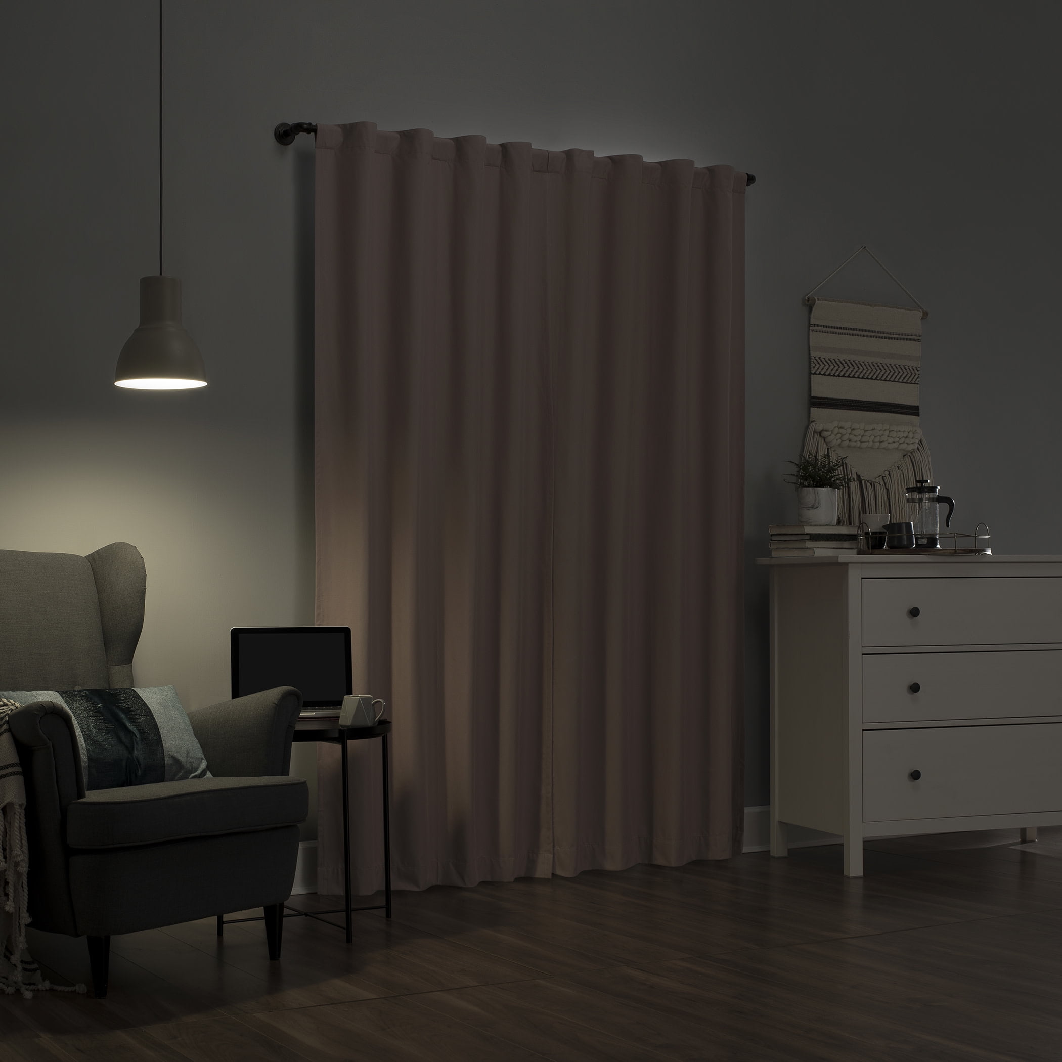 Sun Zero Cyrus 1-Piece  Thermal 100% Blackout  Back Tab/Rod Pocket Curtain Panel, Blush, 40”W x 84"L