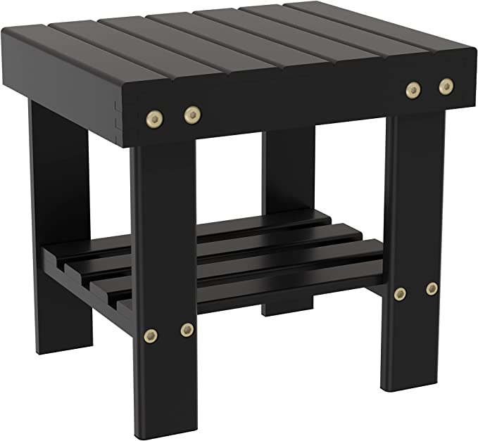 Small Wood Shower Foot Rest Stool Shaving Legs Potty Stool Black