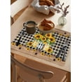 thumbnail image 3 of Flowers Check Placemats Set of 6, Sunflower Stars Vintage Black and White Buffalo Plaid Cotton Linen Table Mats Non-Slip Washable Print Placemat for Holiday Banquet Dining Kitchen Table Decor, 3 of 6