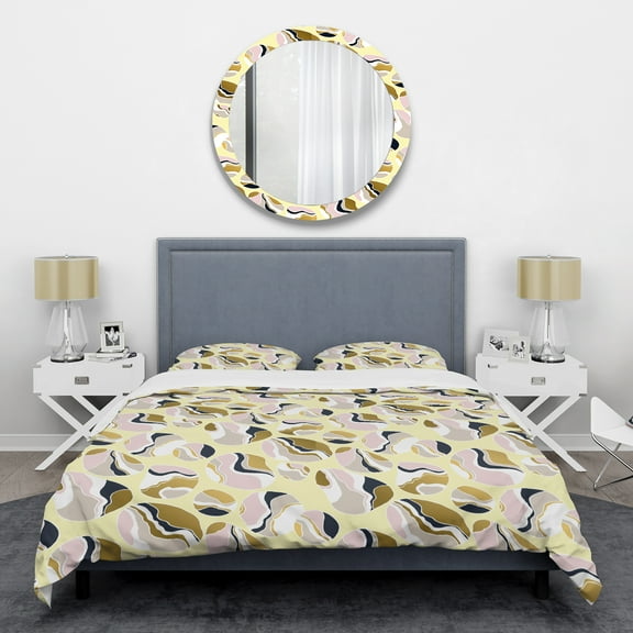 Designart 'Golden River Stones' Mid-Century Modern Duvet Cover Set