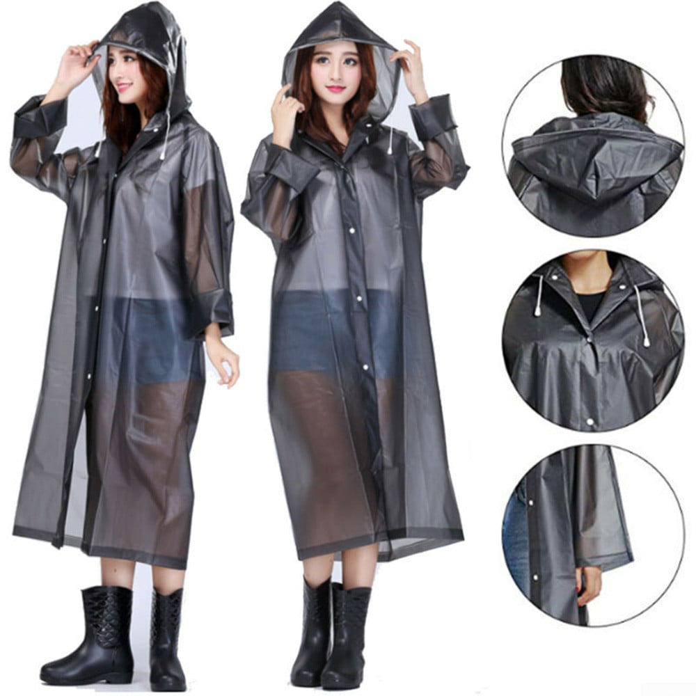 Outdoor Waterproof Women Men Raincoat EVA Cloth Long Rain Coat Poncho Jacket UK 