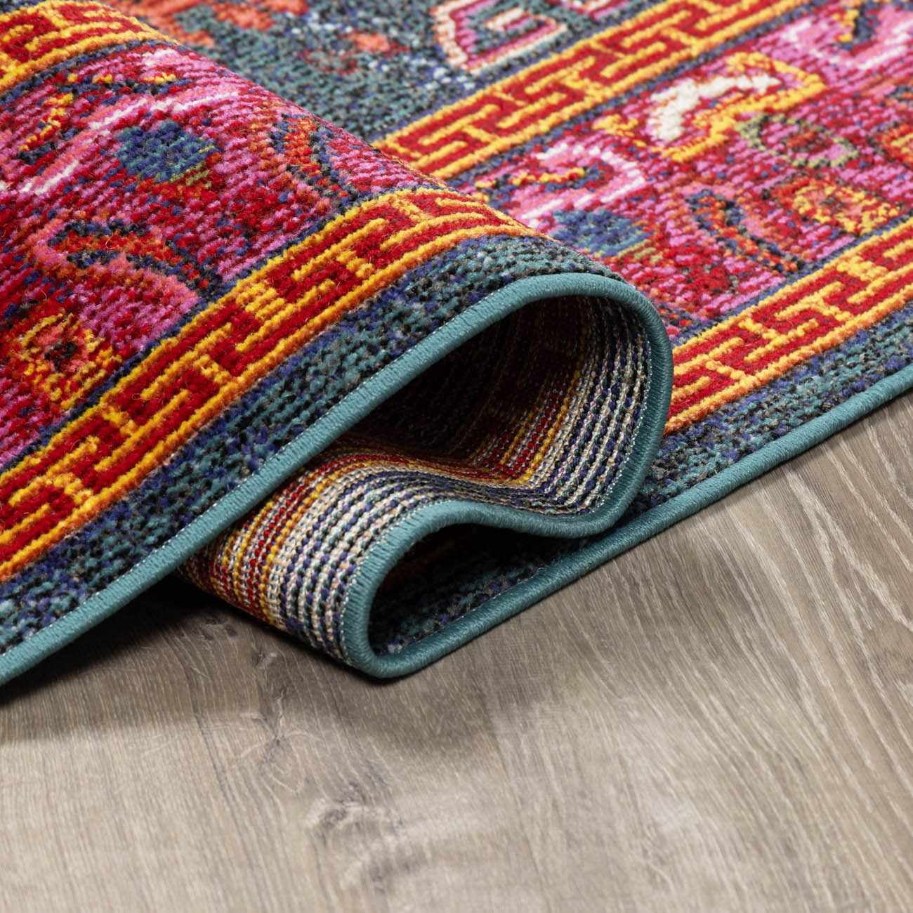 BoutiqueRugs Cleveland Colorful Traditional Area Rug - Teal, Aqua, Navy - 2' x 2'11"