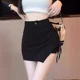 thumbnail image 4 of Vestido mini de traje negro para mujer, novedad de verano de 2024, moda sensata, cordón ajustable que cubre la cadera, estilo coreano, falda de línea A, 4 of 4