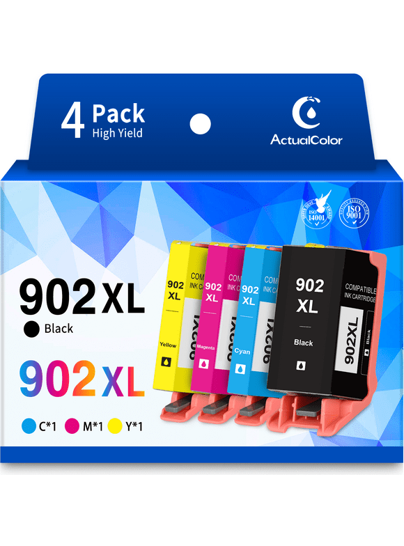 902XL 902 XL Ink Cartridges for HP Ink 902XL 902 XL Combo Pack for OfficeJet Pro 6978 6968 6960 6970 6974 OfficeJet 6958 6950 6954 6956 Printer (Black Cyan Magenta Yellow, 4-Pack)
