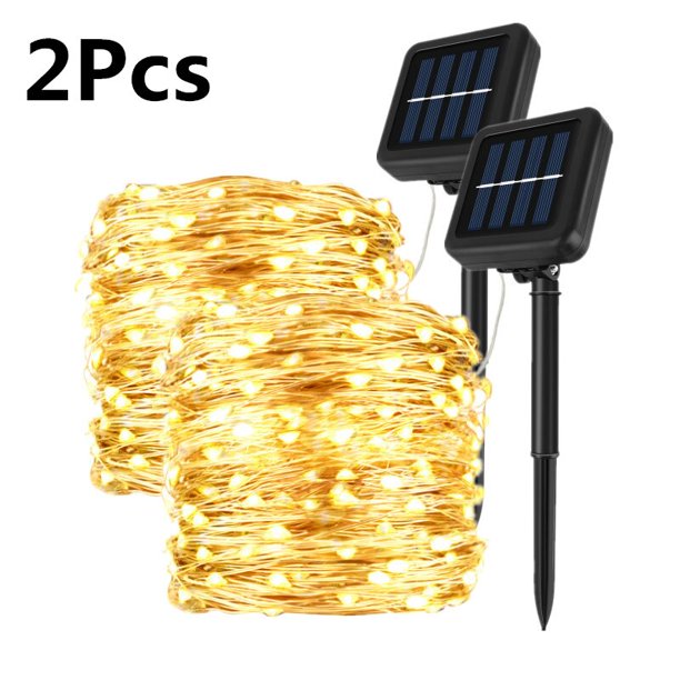 Guirnalda de luces LED solares para exteriores, luces de hadas de Navidad, lámparas de jardín de calle impermeables, 50/100/200/300 LED