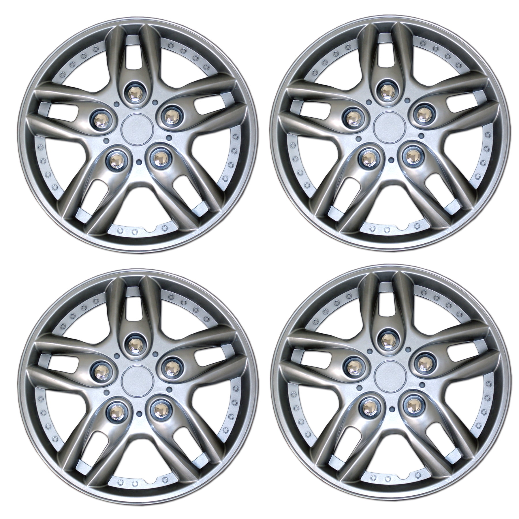 Set of 4 Metallic Silver Hubcaps 15" WSC3515S15 Hub Caps Wheel Skin