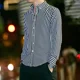 thumbnail image 5 of Camisas y blusas a rayas para hombre, ropa ajustada para hombre, estilo coreano, manga larga, color rojo, para negocios, para uso social, tallas S, verano, XXL, 5 of 5