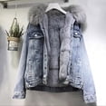 thumbnail image 2 of Spring Savings Clearance Lindreshi Fall Shackets for Women Plus Size Clearance Fashion Women Short Casual Cowboy Pockets Long Sleeve Thickened Tops Jacket Coat, 2 of 6
