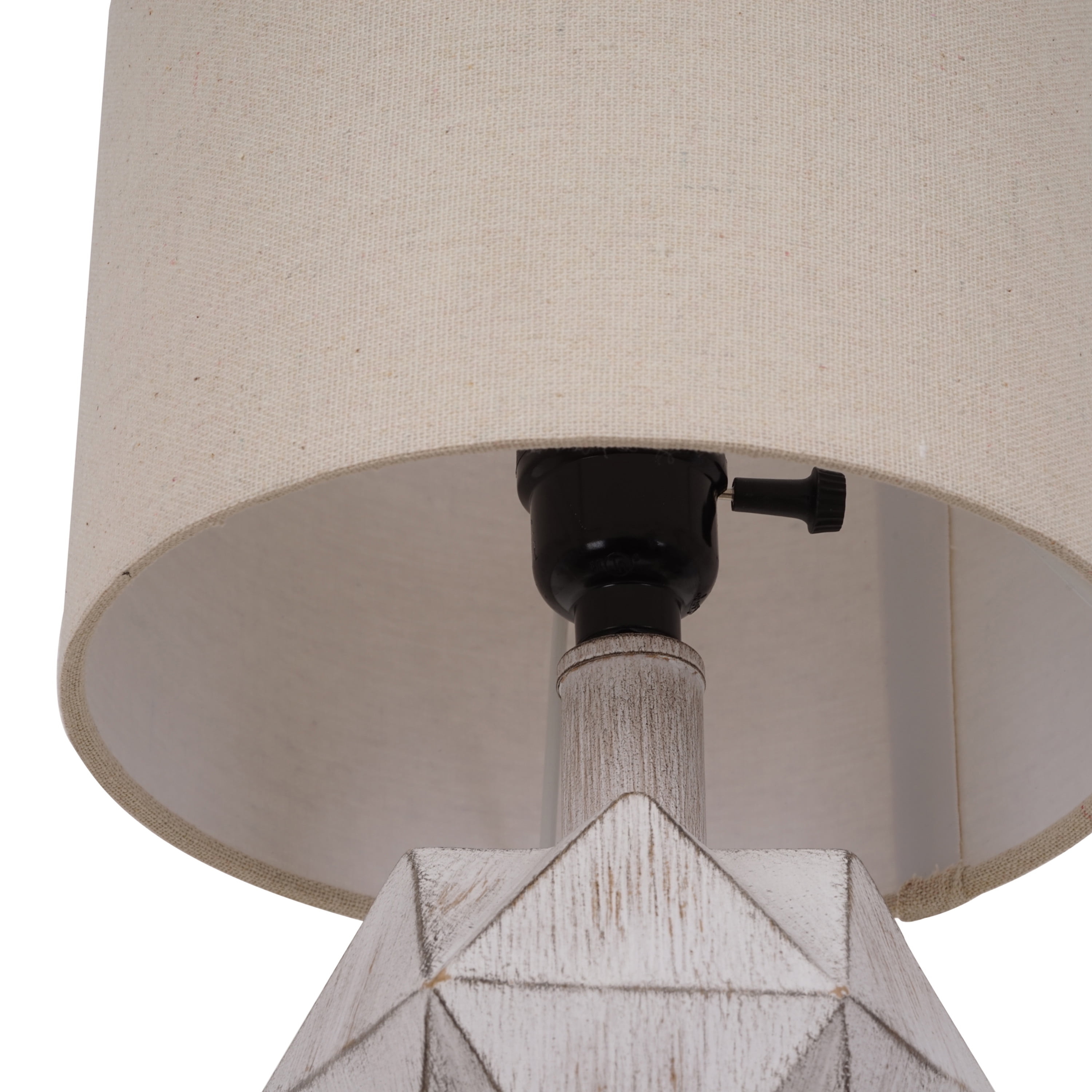 Better Homes & Gardens White Wash Faceted Faux Wood Table Lamp, 15.75"H