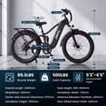 thumbnail image 3 of ESKUTE C300 Electric Bike for Adults, 1500W Peak Motor, 32MPH Fast Ebike, 48V 20.8Ah Battery Up to 80 Miles, 26"x4.0" Fat Tire, Full Suspension, 8-Speed Black, UL2849, 3 of 8
