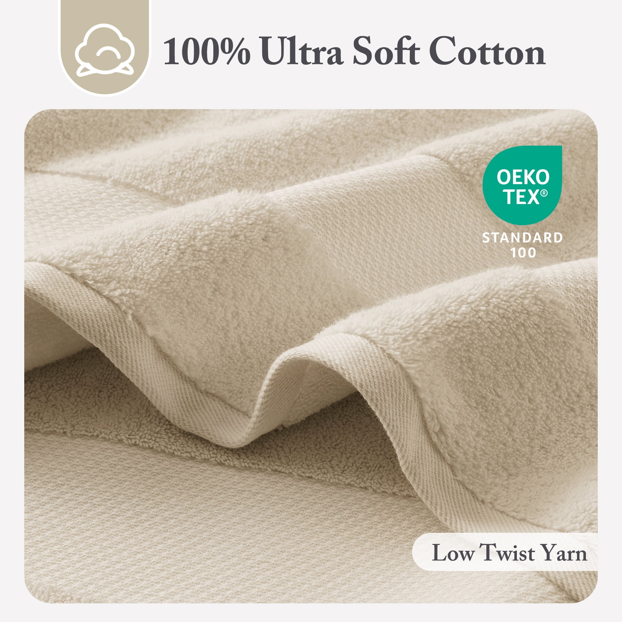 6-Piece Cotton Bath Towel Set,Sand