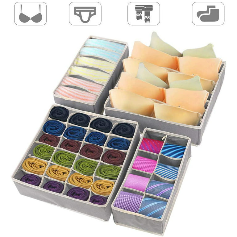 Foldable Drawer Organizers 4 Packdifferent Sizes , Sock And Underwear  Drawer Organizer Clothes