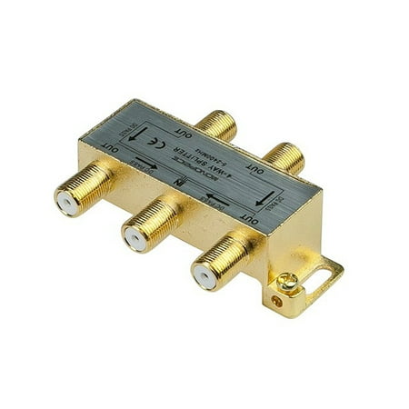 Monoprice 4-Way Coaxial Splitter, Gold Plated Connectors, Ideal Use For Amplifiers, Amplified Antennas, Satellite, and