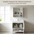 thumbnail image 3 of Gabinete de Baño de Lavamanos y Espejo, Armario con 2 Puertas para Baño con Estante, Grifos de Agua Caliente y Fría, Tuberías de Desag, 61 * 40 cm (Oro), 3 of 8