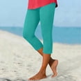 thumbnail image 5 of Women's High Waist Yoga Leggings with Pockets, 7/8 Length, Solid Color, Summer Workout Athletic Pants for Women, Running Fitness Sports, Lounge Casual, Womens Gym Pants | VerBelle,Mint Green L, 5 of 8