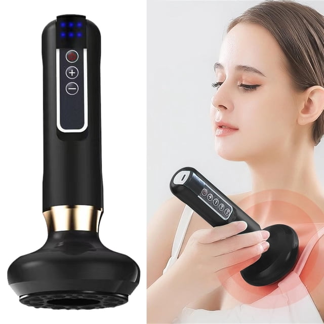 Household Gua Sha Cupping Instrument Intelligent Vacuum Negative Pressure Instrument Heating Operator Cupping Instrument(100Ml),Black Massage Apparatus