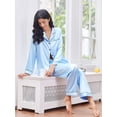 thumbnail image 3 of Ekouaer 2 Pack Satin Pajamas Set for Women Classic Button Down Silk Pjs Set Soft Sleepwear, 3 of 6