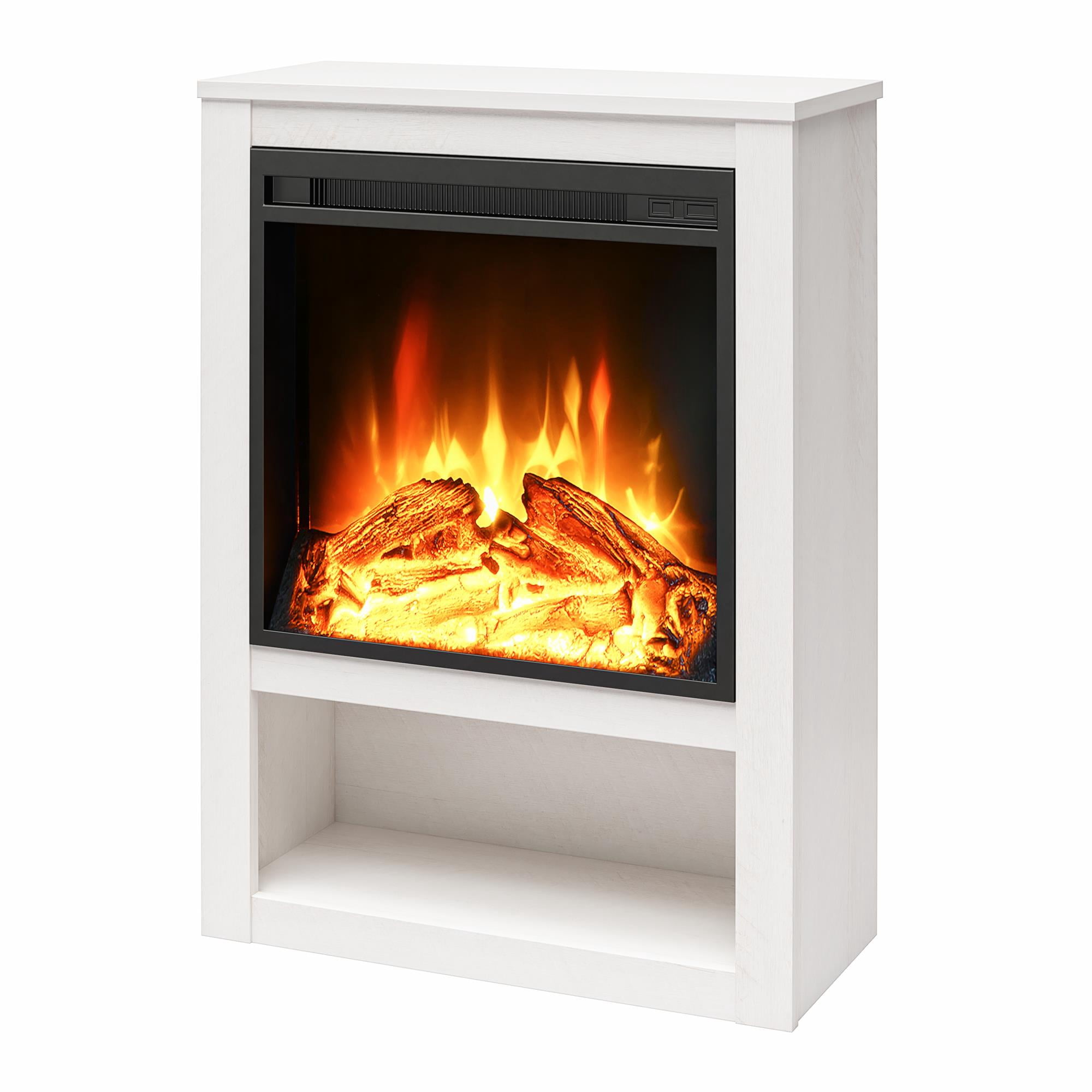Clermont Electric Fireplace Mantel, Ivory Oak