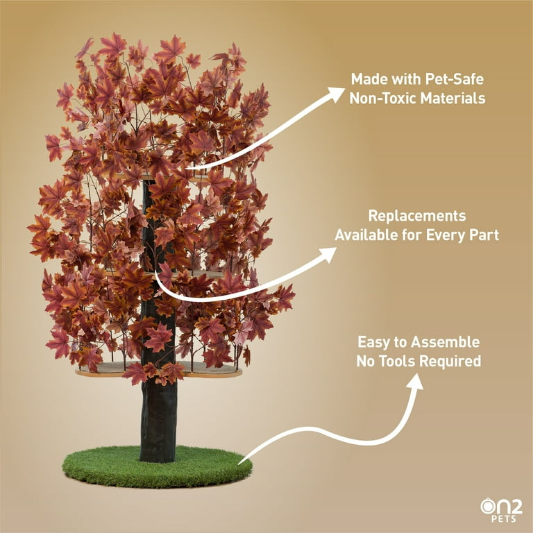 On2Pets Cat Tree with Leaves Cat House Cat Activity Tree Multi Level Cat Condo for Indoor Cats Round Base Walmart