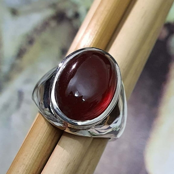 Natural Garnet Ring For Men, 925 Sterling Silver Ring, Handmade Ring, Grooms Ring, AAA Quality Ring, Statement Ring, Personalised Ring Gift