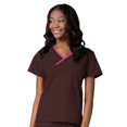 thumbnail image 1 of Maevn Core Contrast Y-Neck Mock Wrap Scrub Top [XXS - 5XL, FREE SHIPPING], 1 of 2