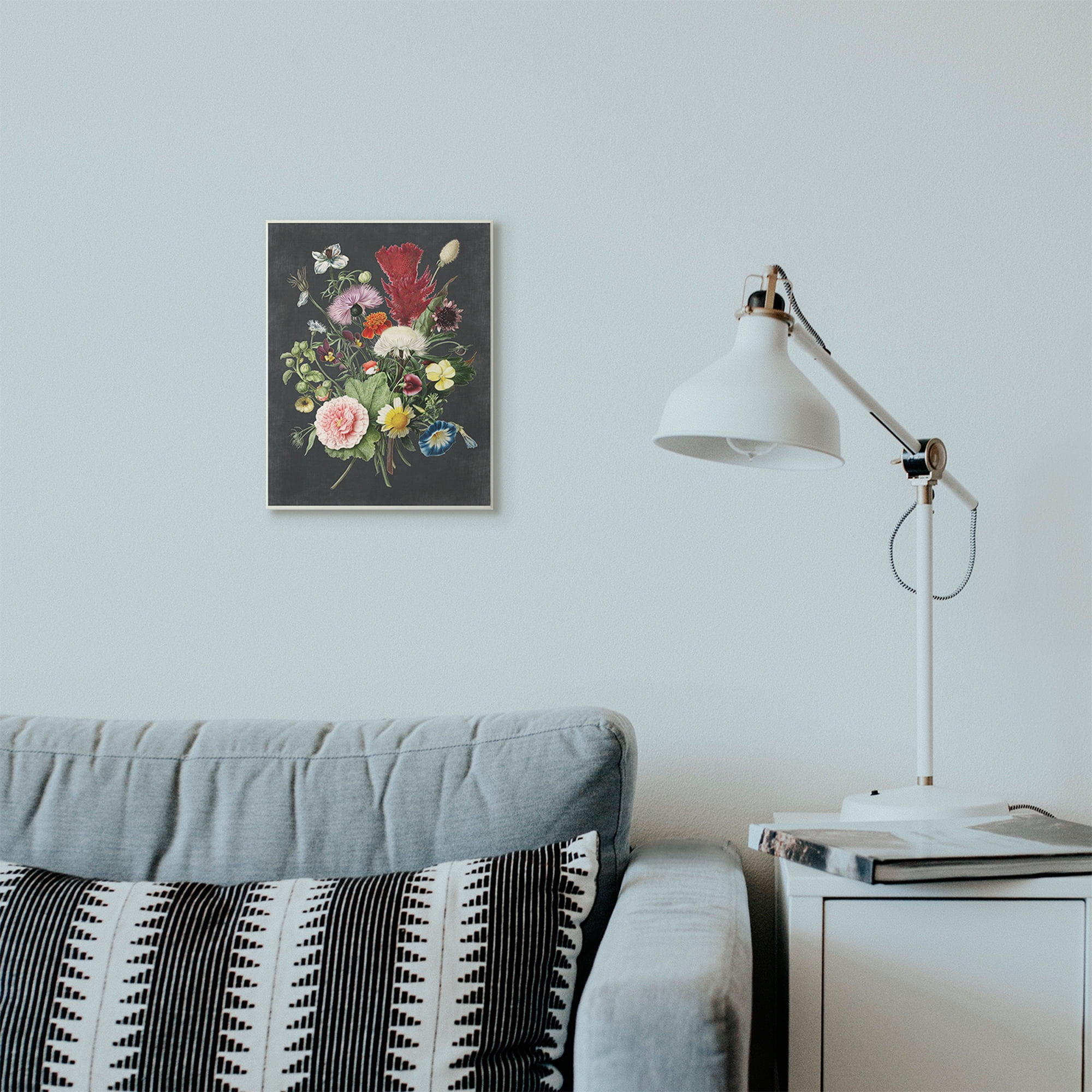 Stupell Industries Botanical Drawing Flower Bouquet On Black Design Wall Plaque by Lettered and Lined