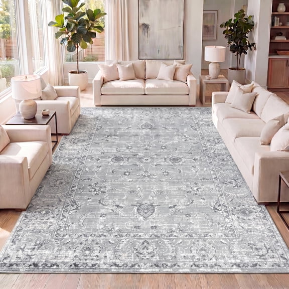 JONATHAN Y MODERN PERSIAN 5 x 8 Area Rug, - Light Grey, MDP107B-5
