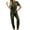 Army Green, variant on QUYUON Jogger Jumpsuits for Women Summer Button up Short Sleeve Crew Neck Jumpsuits Rompers with Pockets Tie Elastic Waist Solid Color Casual Loose Long Jumpsuits Playsuit Style J-414, Army Green M
