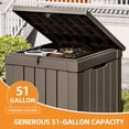 thumbnail image 3 of Dextrus Classic Outdoor Weatherproof 51 Gallon Resin Deck Box, Brown, 3 of 8