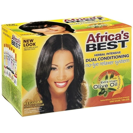 Africa's Best No-Lye Dual Conditioning Relaxer System Kit, Regular 1 ea (Pack of (Best Relaxer For Colored Hair)