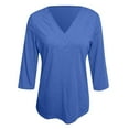 thumbnail image 3 of TYGHBN Women's Fashion Solid 3/4 Sleeve T Shirts V Neck Casual Loose Top Loose Work Tops Women Athletic V Neck Shirts Women Athletic Shirts Women Summer Neck Long Sleeve Tops for Women Womens Tee, 3 of 4