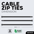 thumbnail image 3 of 500 Pcs 4 Inch Black Nylon Cable Wire Zip Ties 18 Lbs Electrical Network Cord, 3 of 6