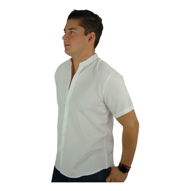 Camisa Manga Corta Slim Fit Cuello Mao Caballero Chili Beans Blanco Ropa de hombre T EEG