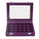 thumbnail image 1 of Petite boîte à bijoux en velours avec 24 compartiments, boîte de rangement pour boucles d'oreilles et bagues, avec serrure, violet, 1 of 4