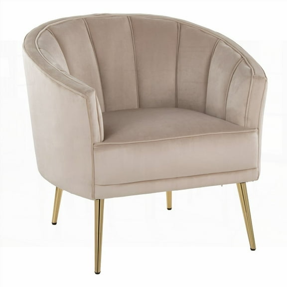 Tania - 1-Piece Gold Metal & Champagne Velvet Contemporary/Glam Accent Chair (250lbs Weight Capacity)