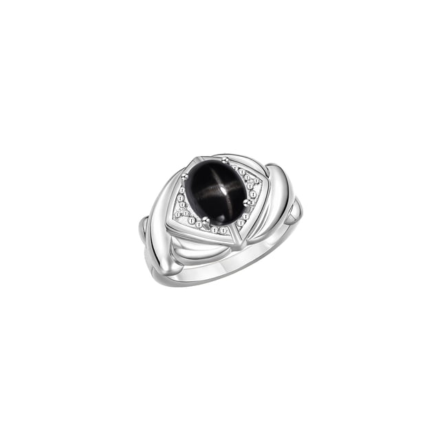 RYLOS Bagues pour Femmes Bague en Or Blanc 14K XOXO Câlins et Baisers Bague Pierre Précieuse 9x7 mm et Diamant Mars Saphir Étoilé Noir Bijoux pour Femmes Taille 9
