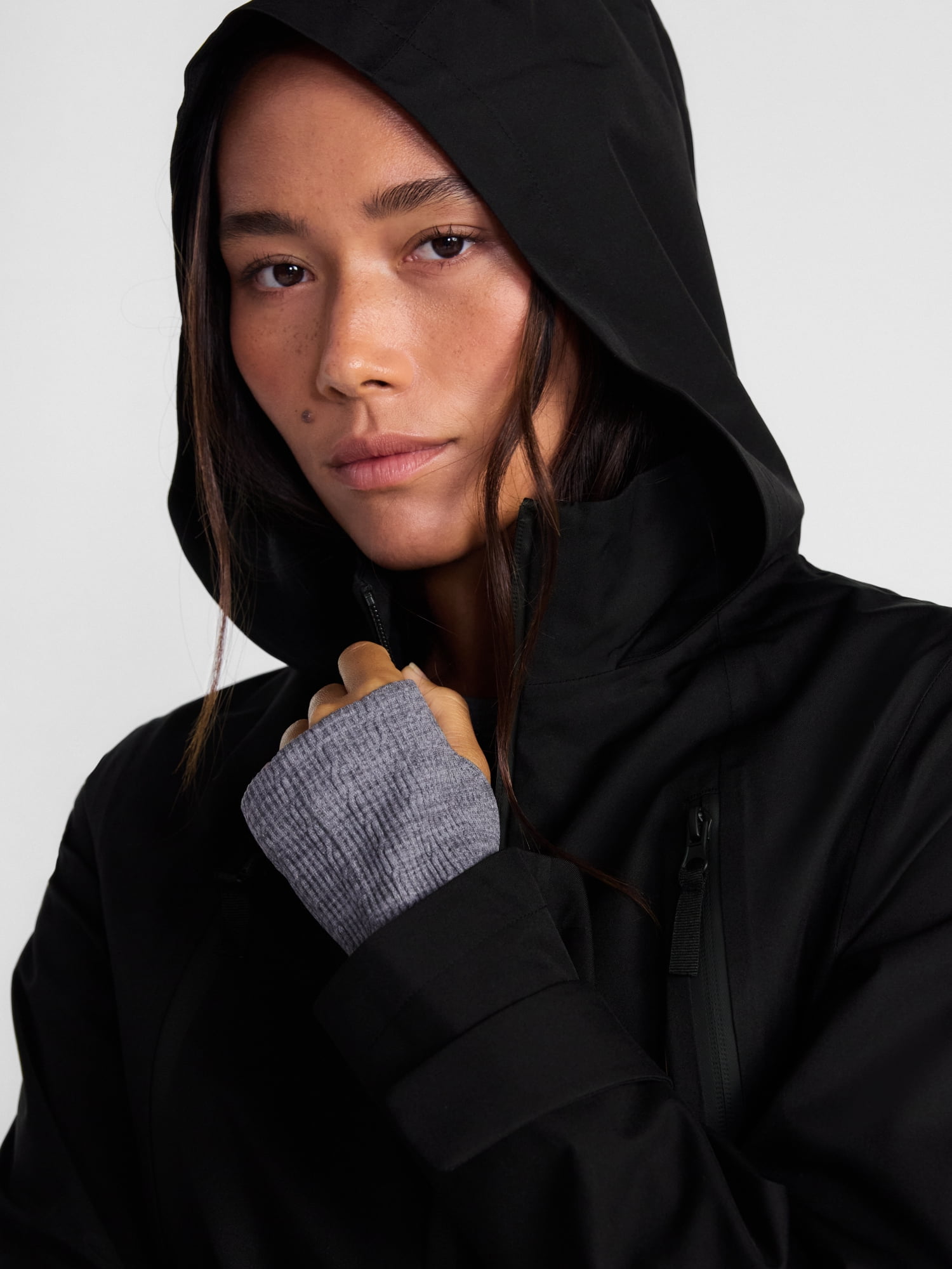 Ozark Trail Women's and Women's Plus Long Zip Rain Jacket with Hood, Sizes XS-3X