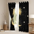 thumbnail image 3 of Feelyou Mystic Moon Sun Curtains Pack of 2 (42x84 Each), Black Gold Galaxy Sky Curtains Blackout, Dreamy Stars Print Bedroom Curtains, Curtains and Drapes Room Decor, 3 of 6