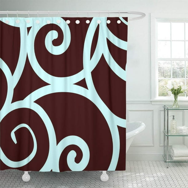 CYNLON Blue Patterned Teal and Brown Pattern Black Modern Chocolate