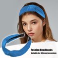 thumbnail image 2 of Terciopelo Anudadas Diademas, Pelo Diadema para Mujeres, Azul, 1.2 Pulgadas Ancho, 2 of 7