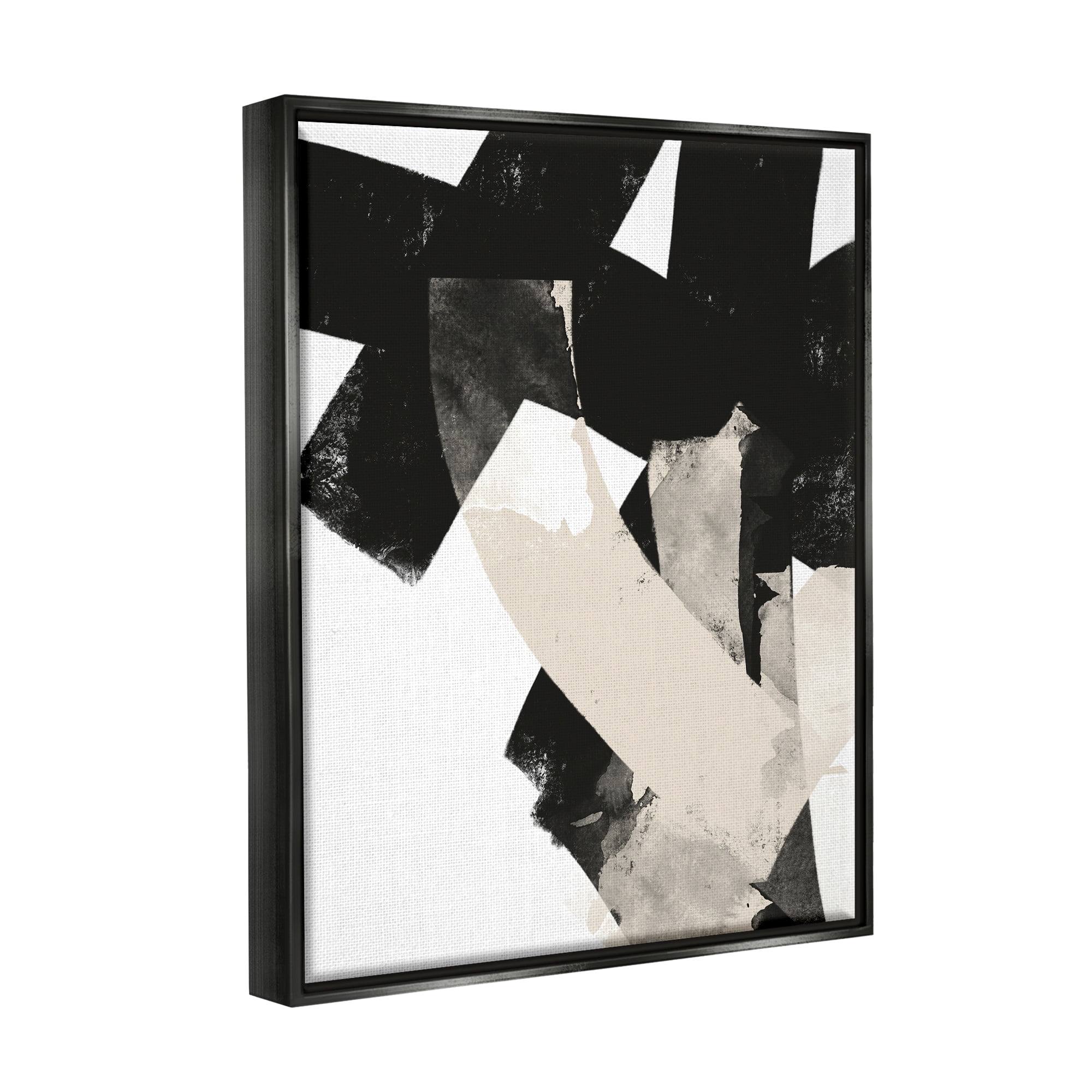 Stupell Industries Curved Layered Stripes Abstract Layered Brush Strokes Graphic Art Luster Gray Floating Framed Canvas Print Wall Art, Design by Brandon Wong