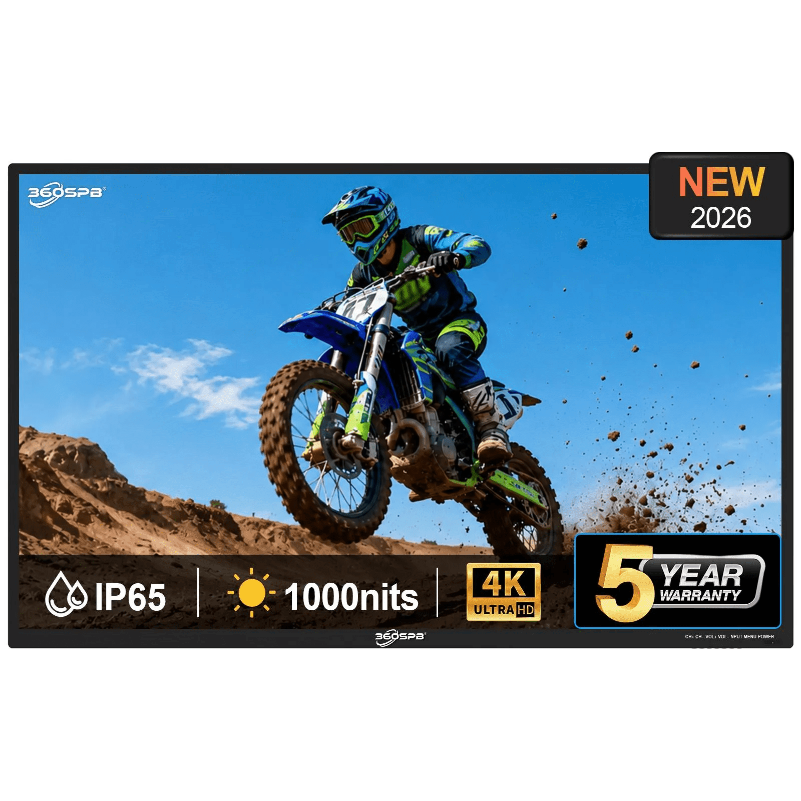 360SPB Google TV 55" Outdoor TV, 4K UHD Smart TV, IP65 Waterproof, Suitable For Partial Sun, PatioBuilt-in Voice Assistant & Dolby Atmos