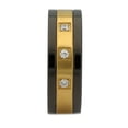 thumbnail image 2 of Metals Jewelry Tungsten Carbide 8mm Gold/Black Plated 3 CZ with Stainless Steel Center Wedding Ring, 2 of 5