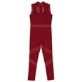 thumbnail image 6 of Zaldita Kids Girls Sparkly Mesh Splice Sleeveless Full Body Gymnastics Leotard Unitard Dance Bodysuit Skating Jumpsuit Burgundy 16, 6 of 7