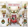 thumbnail image 2 of 7' x 8' Cozy Reindeer Barn Christmas Single Garage Door Banner - Warm Festive Outdoor Décor, 2 of 4