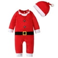 thumbnail image 4 of Infant Baby Santa Claus Outfits Toddler Boys Girls Velvet Romper Bodysuit Cosplay Christmas Costumes with Xmas Hat 12-18 Months, 4 of 12