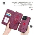 thumbnail image 3 of Allytechgroup 2 in 1 Wallet Case for Apple iPhone 15 Pro, Detachable Back Cover Zipper Purse Card Holder Shockproof Hand Wrist Phone Case for Apple iPhone 15 Pro, Winered, 3 of 8