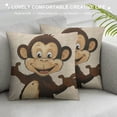 thumbnail image 3 of Throw Pillow Covers Cute Brown Monkey Square Cotton Linen Sofa Pillow Covers Cute Brown Monkey Waving Its Hands with A Smiling Face Cushion Cases for Home Couch Bed Decor, 3 of 5