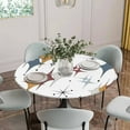 thumbnail image 2 of Blue Red Diamond Fitted Tablecloth with Elastic Edged, Round Table Cloth for Dining Table, Modern Geometric Middle Century Waterproof Oil Proof Table Cover for Indoor Outdoor 45"-54", 2 of 8