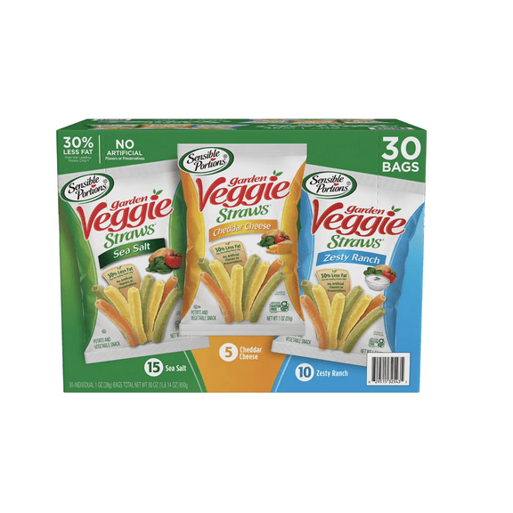 Sensible Portions Garden Veggie Straw, Variety Pack, 30 pk.